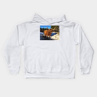 Scottish Highland Cattle Cow 1919 Kids Hoodie